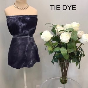 💕TIE DYE STRAPLESS BLUE TANK TOP